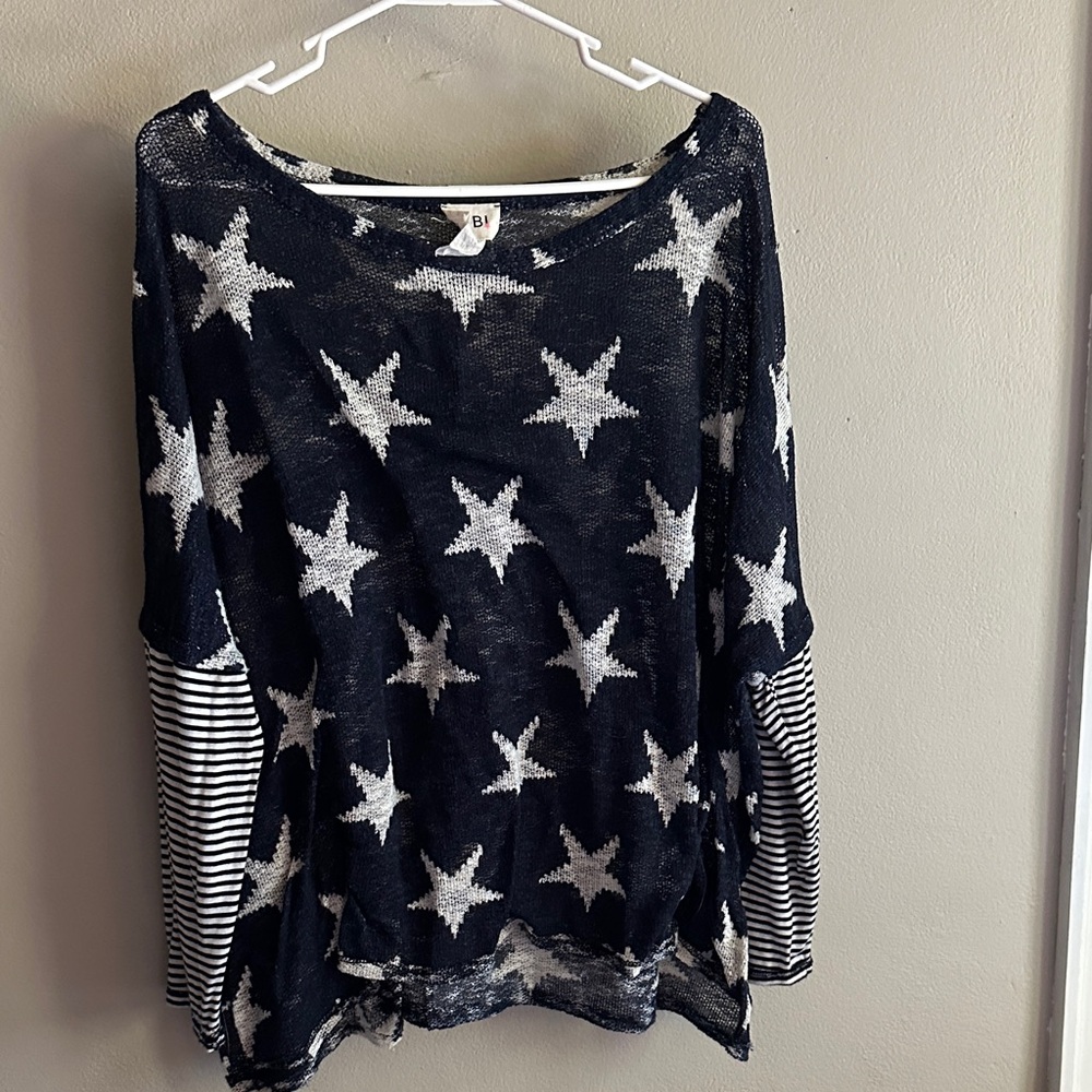 BiBi Navy Star Long Sleeve Top